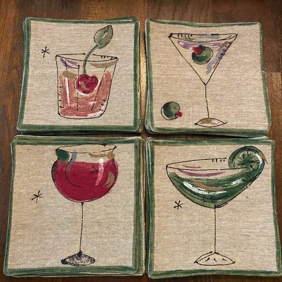 Crate & Barrel Fabric Cocktail Coasters - Picture 1 of 9